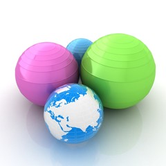 Pilates fitness ball and earth