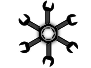 Fototapeta premium the logo of the bolts and wrenches.