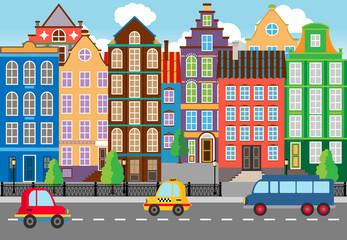 Seamless Cartooned City Life Graphic