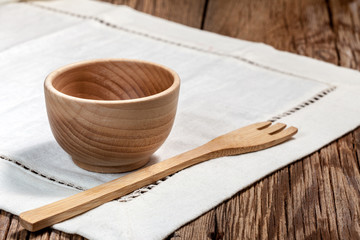 Wooden bowl.