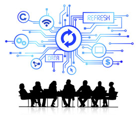 Vector Business People Discussing Data Reloading Concept