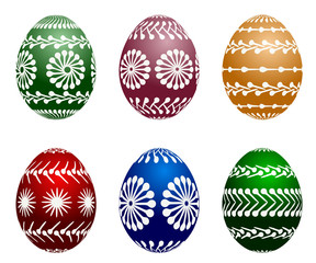 set of six painted easter eggs, vector