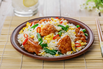 fried rice with egg and chicken