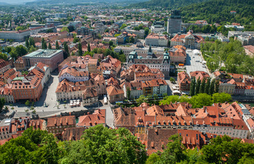 Fototapeta na wymiar Panorama of Ljubljana, Slovenia