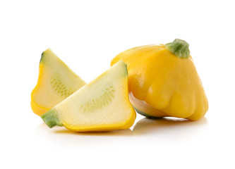 yellow zucchini on white background