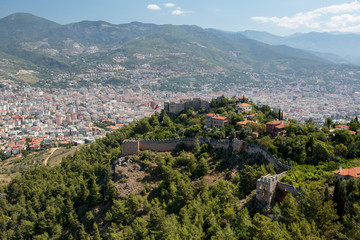 Fototapeta na wymiar Alanya - the panoramic view of the city from the castle hill