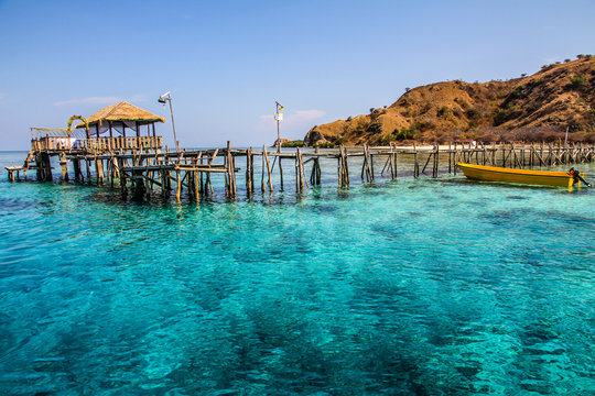 Wooden Jetty with Turquoise Water-Flores,Indonesia