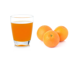 Fresh orange and glass with juice