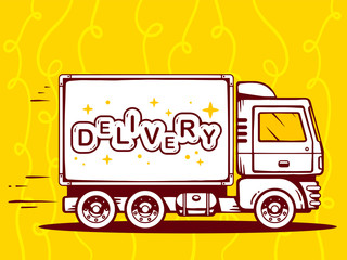 Vector illustration of truck free and fast delivery to customer