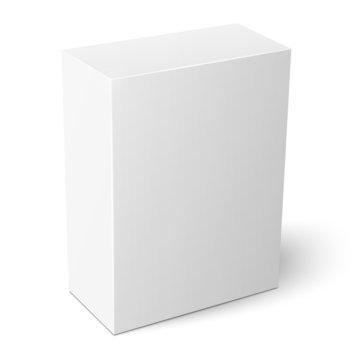 White vertical paper box template.