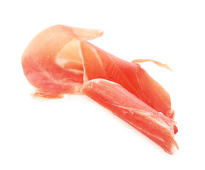 Sliced of jamon isolated on white background