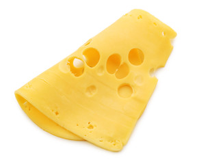 Sliced cheese isolated on white background