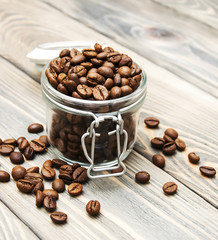 glass jar full of coffee beans