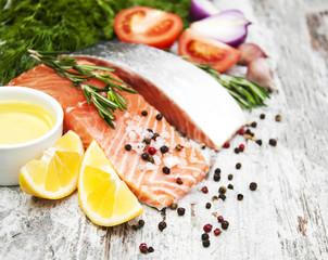 portions of fresh salmon fillet