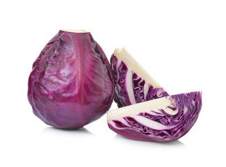 Red cabbage on white background