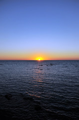 Sunset on the ocean, beaches of Spain