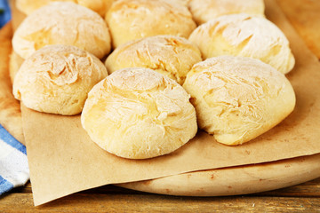 Fresh homemade bread buns from yeast dough