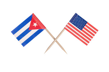 Crossed mini flag USA and Cuba