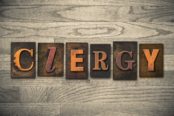Naklejka premium Clergy Concept Wooden Letterpress Type