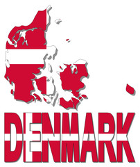 Denmark map flag and text illustration