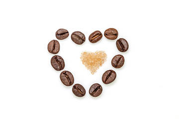 Coffee beans and sugar heart