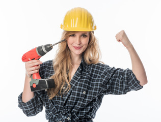 Frau mit Bohrmaschine