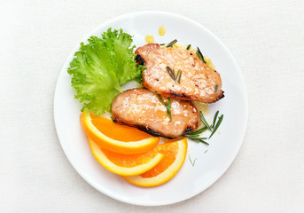 Pork chop with orange sauce