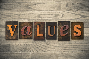 Values Concept Wooden Letterpress Type