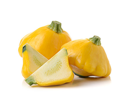 Yellow zucchini squash isolated on white background