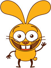 Cute yellow bunny waving