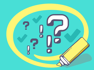 Vector illustration of marker drawing circle around question mar