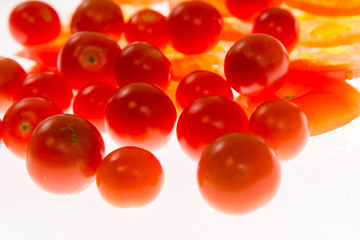 backlit sliced red tomatoes