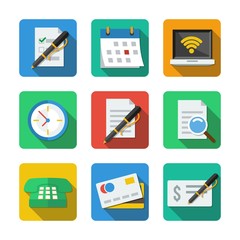 Nine different icons in a flat style