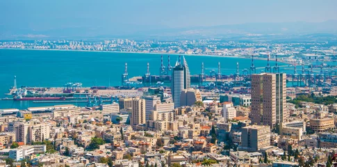 Deurstickers Israel's largest port on Mediterranean Sea - Haifa © allegro60