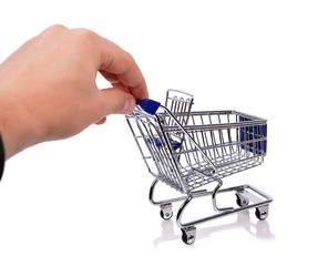 Fototapeta premium hand holding trolley
