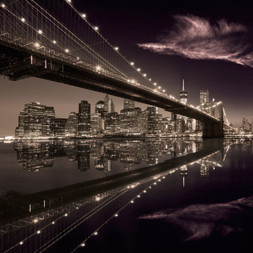 Fototapeta Brooklyn Bridge sunset New York Manhattan