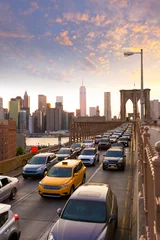 Papier Peint photo New York Pont de Brooklyn coucher de soleil New York Manhattan