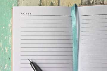 Blank diary page with pen.