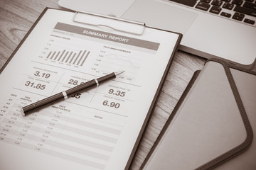 Showing business and financial report. Accounting