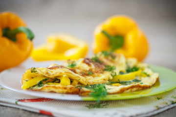 delicious omelet with peppers and herbs