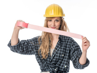 Handwerker mit Klebeband
