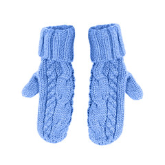 blue mittens on a white background is insulated