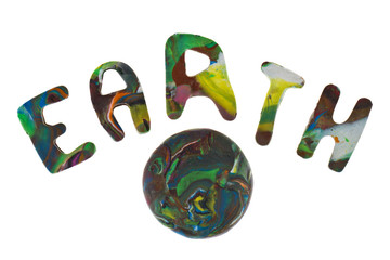 Plasticine letters forming word Earth