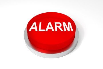 Roter Knopf Alarm auf weißem Hintergrund