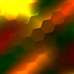 Abstract Blurry Background - Yellow Orange Green Hexagons -