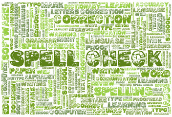 Conceptual tag cloud containing words related to spell checking