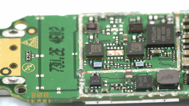 Close up look of the micro chips of a USB