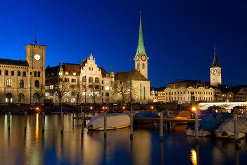 Naklejka premium Zurych wieczorem, Szwajcaria