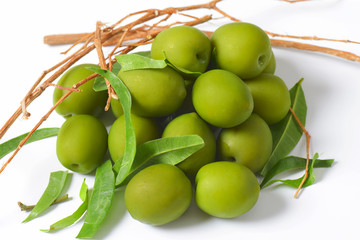 Pile of green olives