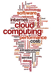 Conceptual tag cloud containing words related to cloud computing